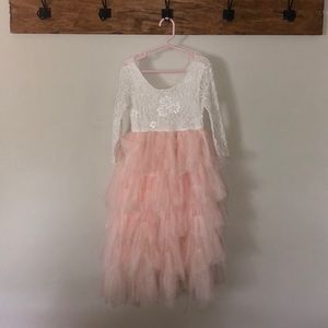 Pink and white flower girl dress